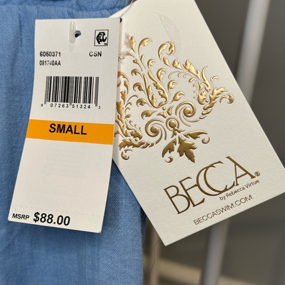 NWT Becca Light Blue Wide-Leg Swim Cover Up Pants - Picture 2 of 3